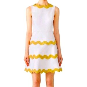 Sail To Sable White And Yellow Ric Rac Dress NWOT